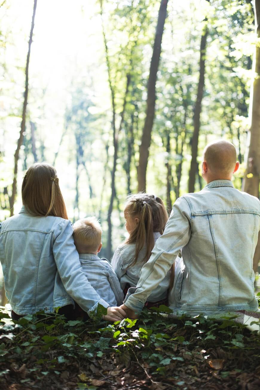 family dressed in denim