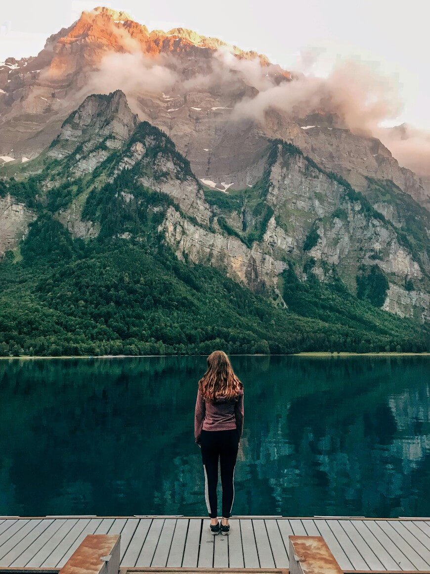 woman by lake