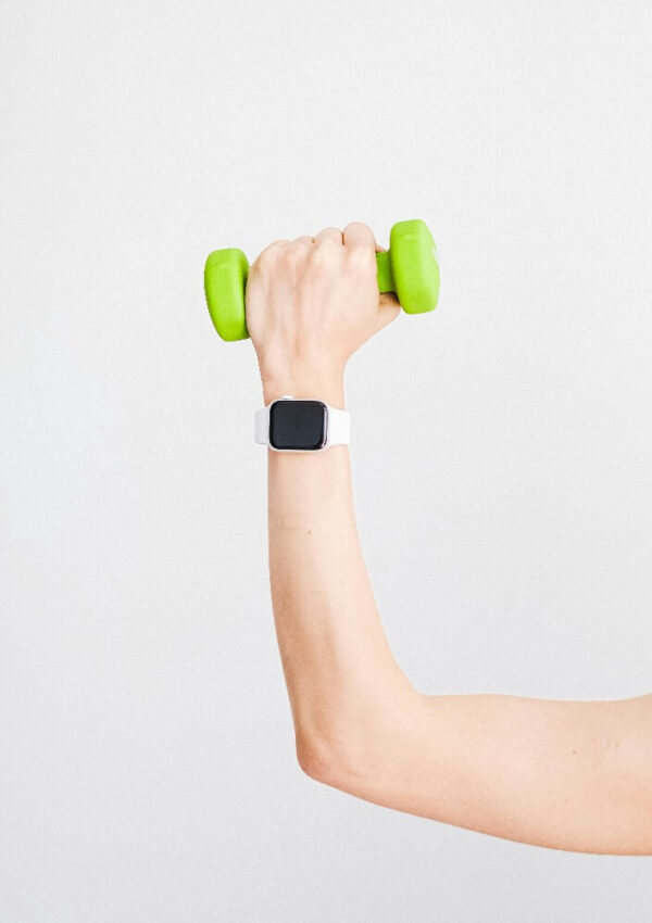 person with small dumbbell