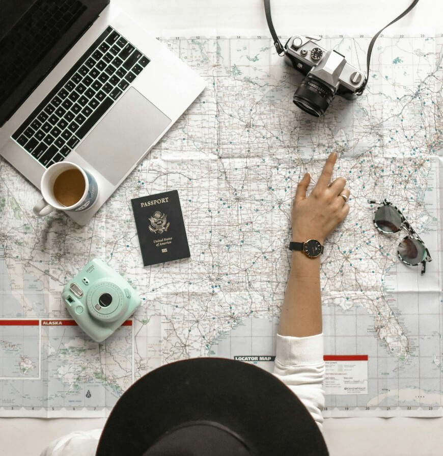 person planning a trip